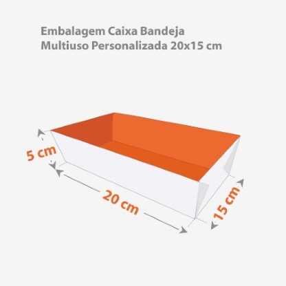 Embalagem Caixa Bandeja Multiuso Personalizada 20 x 15 x 5 cm
