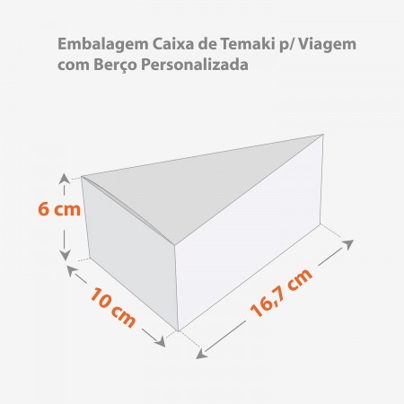 Embalagem Caixa de Temaki p/ Viagem com Berço (16,7 x 10 x 6 cm) Personalizada