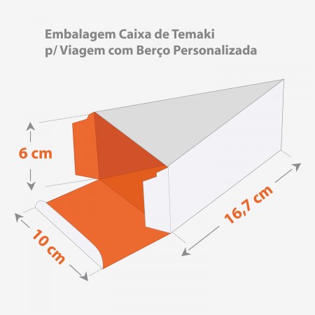Embalagem Caixa de Temaki p/ Viagem com Berço (16,7 x 10 x 6 cm) Personalizada