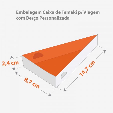 Embalagem Caixa de Temaki p/ Viagem com Berço (16,7 x 10 x 6 cm) Personalizada
