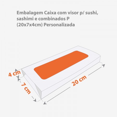 Embalagem Caixa p/ sushi, sashimi e combinados P (20 x 7 x 4 cm) Personalizada