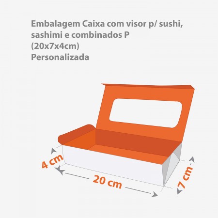Embalagem Caixa p/ sushi, sashimi e combinados P (20 x 7 x 4 cm) Personalizada