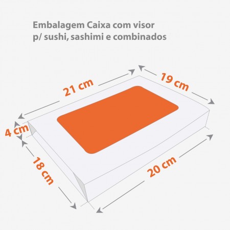 Embalagem Caixa sushi, sashimi e combinados M (20 x 18 x 4 cm) Laminada Personalizado