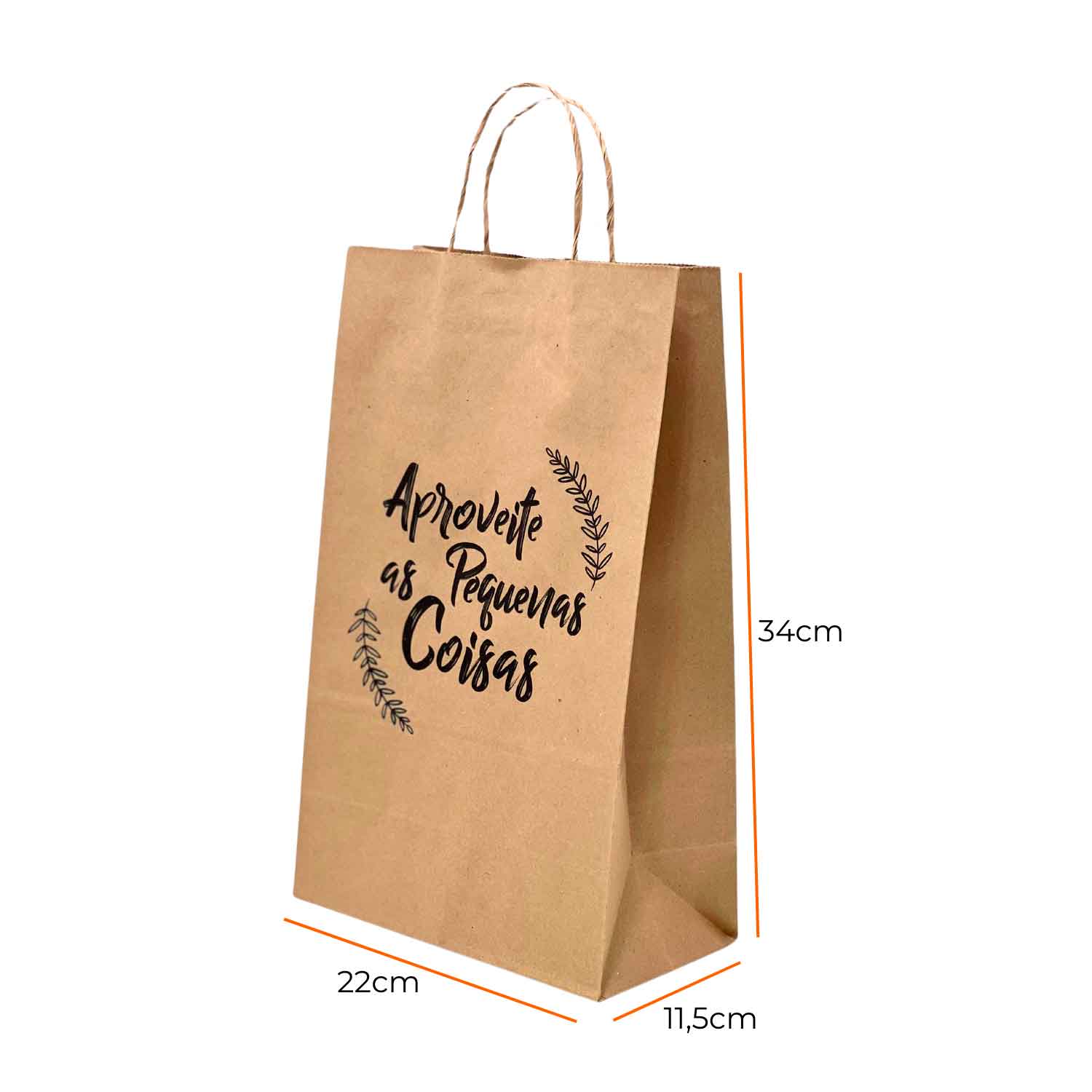 Sacola Kraft c/ Alça (22 x 11,5 x 34 cm) Pequenas Coisas - 100 Unidades