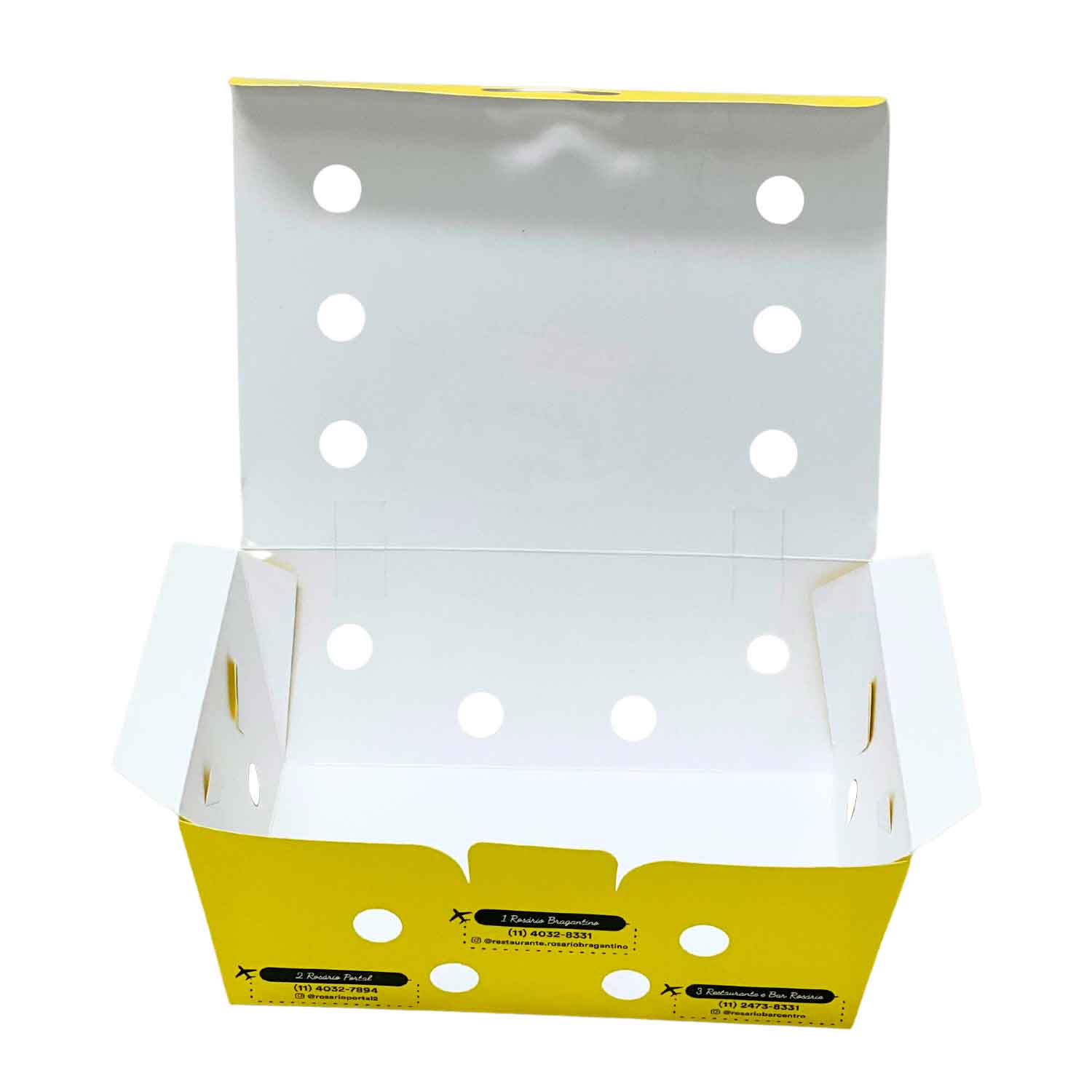 Embalagem p/ fritas e porções Delivery c/ respiro (27 x 8 x 7 cm) - Personalizada