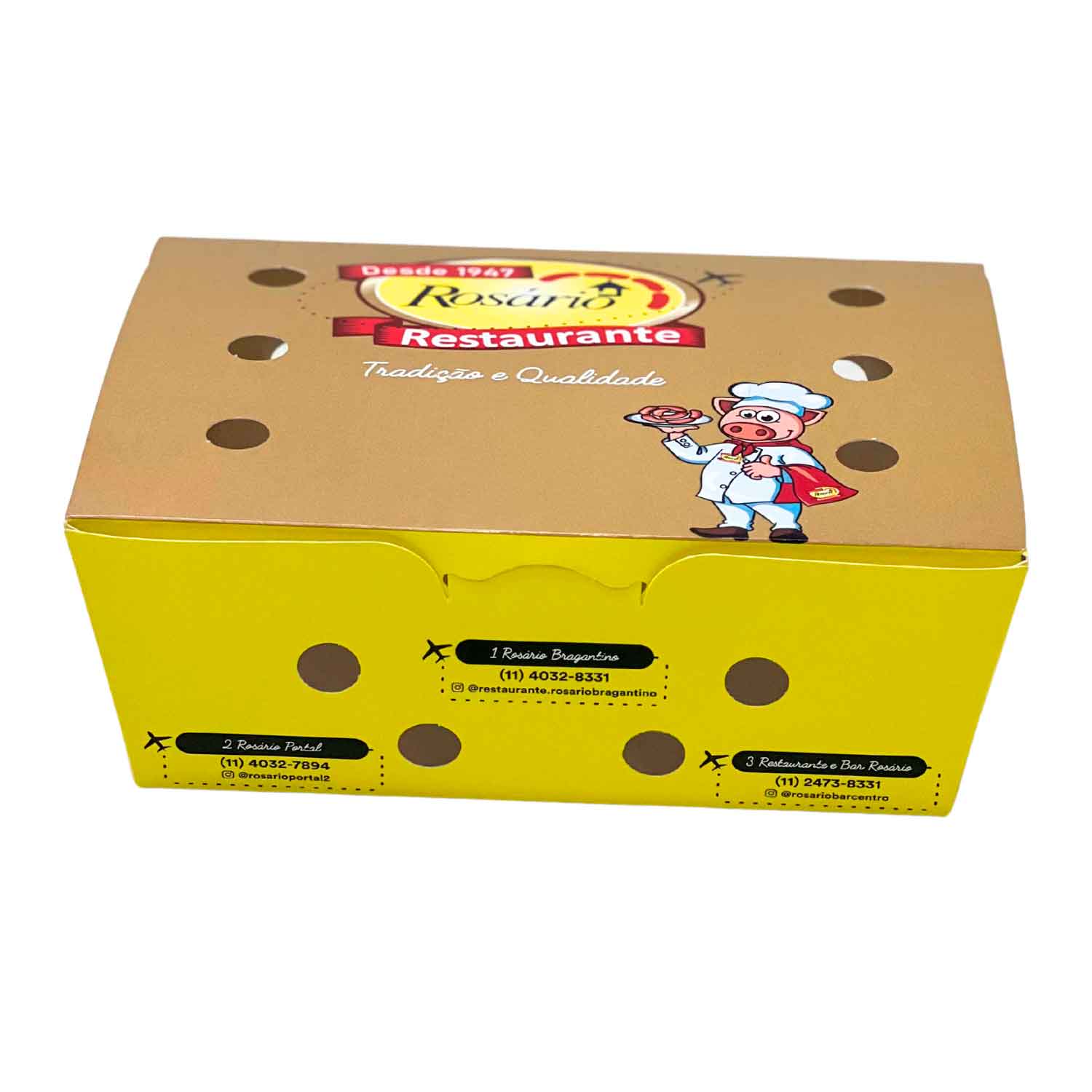 Embalagem p/ fritas e porções Delivery c/ respiro (27 x 8 x 7 cm) - Personalizada