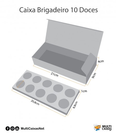 Embalagem para 10 Brigadeiros (21 x 9 x 4 cm) Personalizado