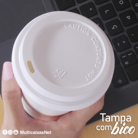 Tampa para copo 380 ml com Bico - 100 unidades