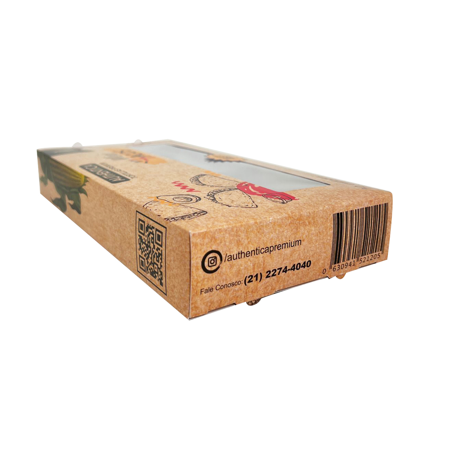Embalagem Caixa para Tacos, c/ Visor de acetato (26,5 X 4 X 13 cm) Personalizada