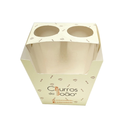 Embalagem para Churros Espanhol c/ 2 Porta Molho (8 x 11,5 x 12 cm) Personalizada
