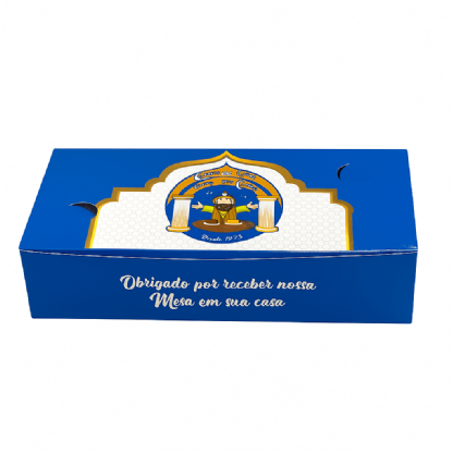 Embalagem delivery antivazamento fechada mostrando design da marca.