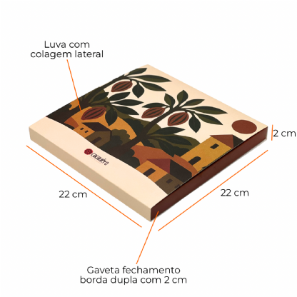 Embalagem Gaveta para Chocolate Gourmet (22 x 22 x 2 cm) Personalizada