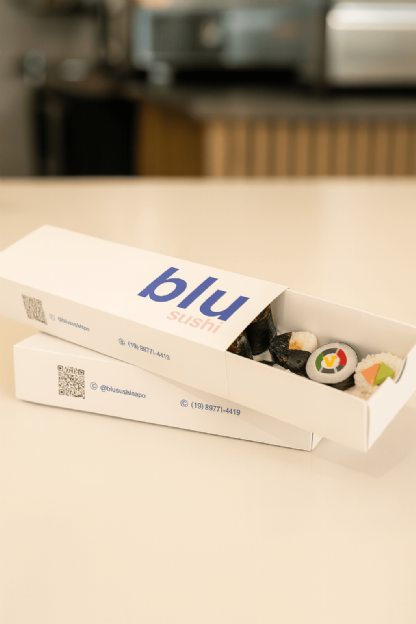Embalagem Gaveta p/ sushi, sashimi e combinados c/ laminação interna (23 x 8 x 4 cm) Personalizada