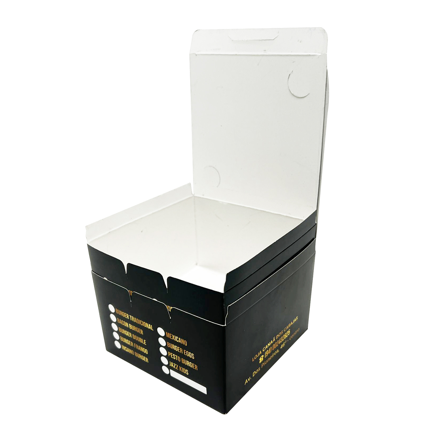 Embalagem Lanche Gourmet Empilhavel (11,5 x 11,5 x 7 cm) Personalizada