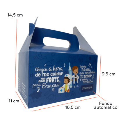 Kit Lanche - Embalagem maleta p/ Lanche Multiuso (16,5 x 11 x 9,5 cm) c/ Alça Personalizada